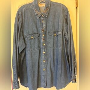 Rhythm and Blue Embellished Ladies Denim Shirt. Size XL